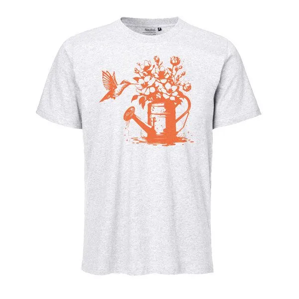 HANDGEDRUCKT HANDGEDRUCKT "Gartenfreude" Unisex T-Shirt, Ash grey, – Produktbild 1 von 3