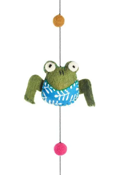 short'n'pietz short'n'pietz Langes Mobile mit Fröschen und Blumen, handgefilzt – Produktbild 2 von 4
