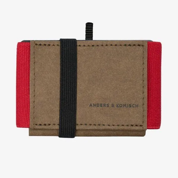ANDERS & KOMISCH ANDERS & KOMISCH Mini Pro Slim Wallet mit Münzfach - Kleines smarte Portemonnaie Braun, Rot, – Produktbild 1 von 4