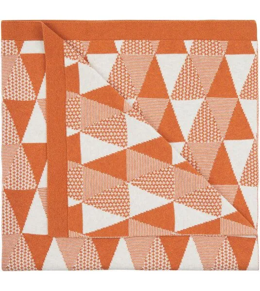 Sense Organics & friends in cooperation with GARY MASH Sense Organics & friends in cooperation with GARY MASH Gestrickte Babydecke aus Biobaumwolle, Orange-naturweiß, – Produktbild 1 von 1