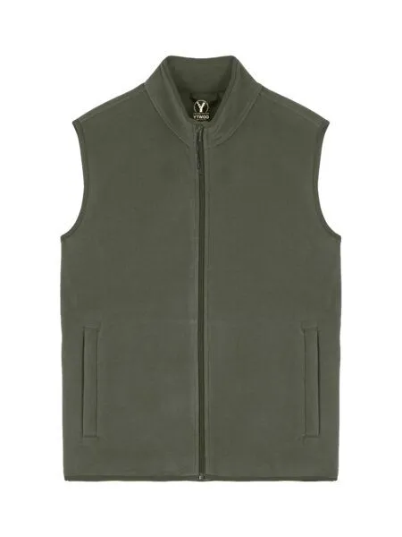 YTWOO YTWOO Herren ärmellose Basic Fleecejacke aus 100% recyceltem Polyester, Khaki, – Produktbild 3 von 4