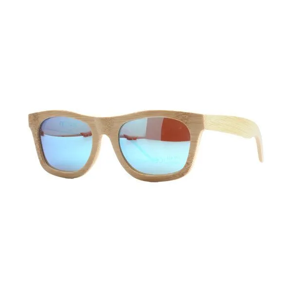 pandoo pandoo Bambus Sonnenbrille Unisex | polarisiert & UV400 | Blau | Türkis | Orange, Blau, – Produktbild 4 von 4