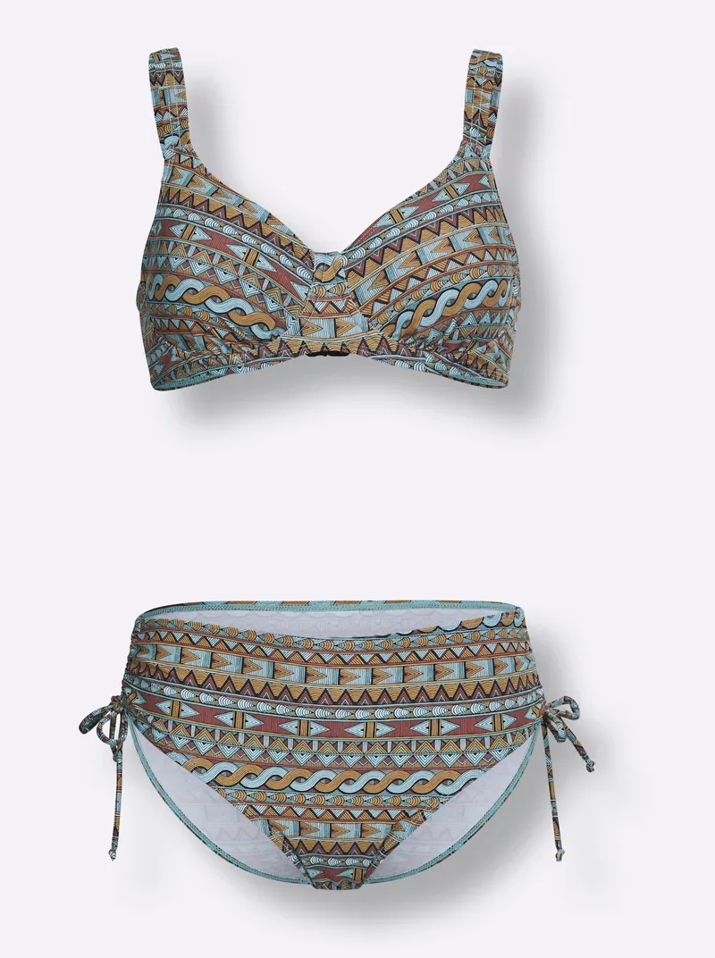 feel good Bikini aquamarin-terra-bedruckt, Aquamarin-terra-bedruckt, – Produktbild 1 von 2