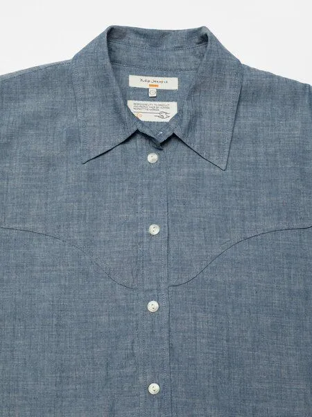 Nudie Jeans Nudie Jeans Daisy Chambray Western Shirt Blue, Bluse für Damen aus GOTS zertifizierter Bio-Baumwolle, Blau, – Produktbild 3 von 4