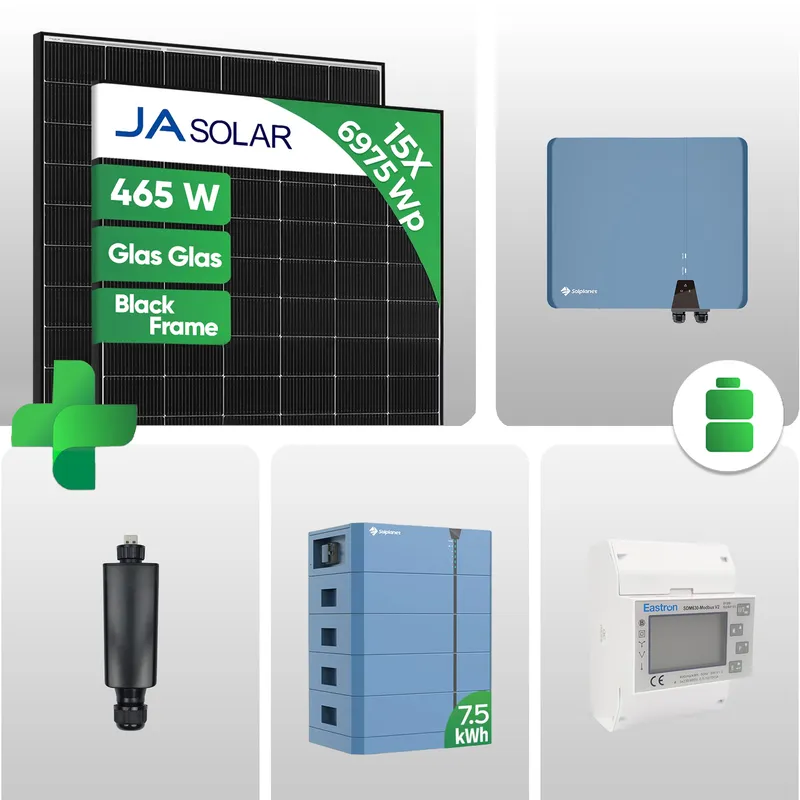 SOLPLANET PV Anlage 6.975 kWp – 15x JA 465W Black Frame JAM54D40 LR & Solplanet ASW 06kH-T3 Hybrid mit Solplanet Ai-HB G2 Pro Speicher / inkl. 0 % MwSt. für Privatkunden – Produktbild 1 von 7