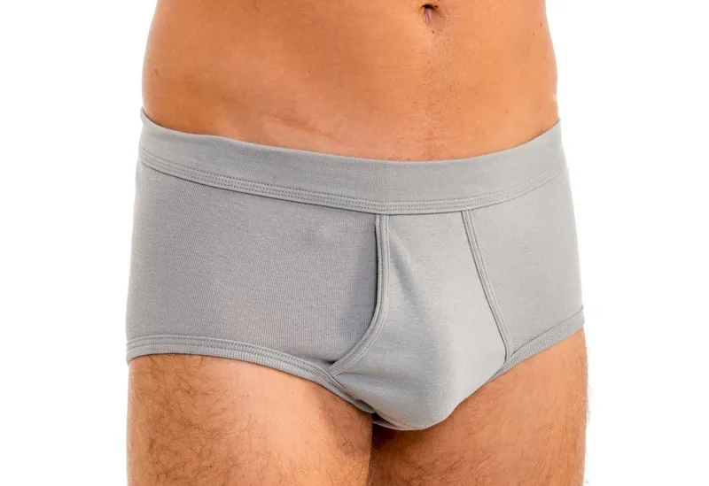 HERMKO Slip Briefs mit Eingriff,Bio-Baumwolle, breiter Weichbund, körpernah, große Größen, Grau, – Produktbild 1 von 5