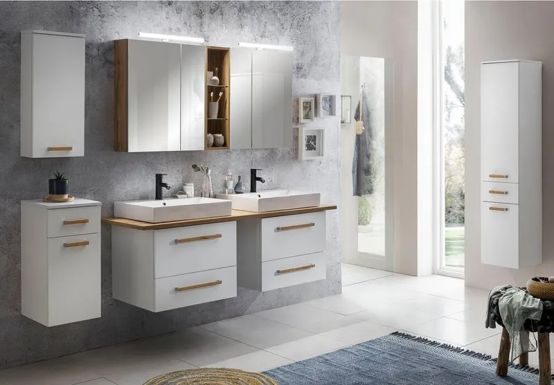 Schildmeyer Spiegelschrank Duo, Doppelter Spiegelschrank, Made in Germany, B: 141,6 cm (1-St) Solide Verarbeitung - Dieses Produkt ist in Deutschland gefertigt, Braun, – Produktbild 1 von 5