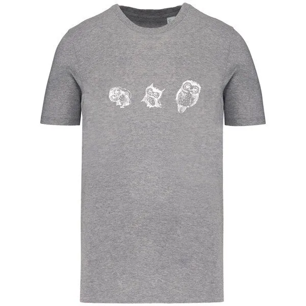 Greenspired Greenspired Basic Bio T-Shirt Three Owls 155g/m² XXS - 4 XL", Meliertes grau, – Produktbild 1 von 1