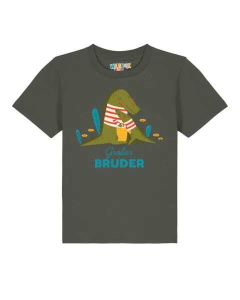 watabout.kids watabout.kids T-Shirt Kinder Krokodil Großer Bruder, Khaki, – Produktbild 1 von 2