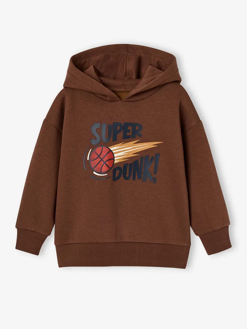 Vertbaudet Kapuzensweatshirt BASKETBALL Jungen, Braun, – Produktbild 1 von 3
