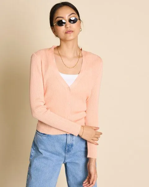JAN N JUNE JAN N JUNE Cardigan CASCAIS, Cantaloupe, – Produktbild 1 von 4