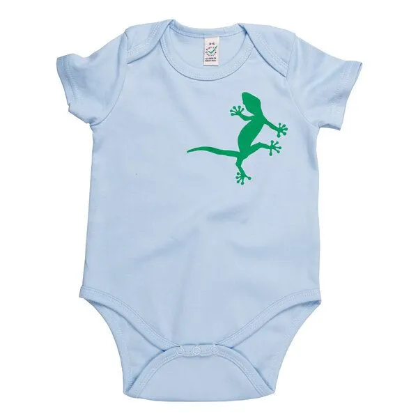 HANDGEDRUCKT HANDGEDRUCKT "2 Geckos" Baby Body, Soft blue, – Produktbild 1 von 4