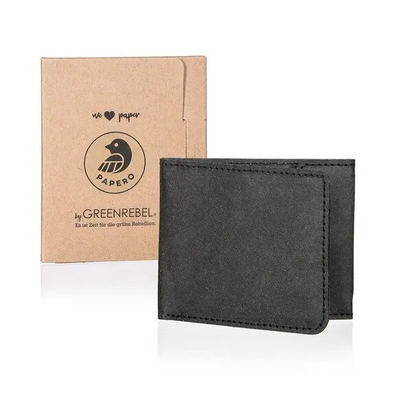 PAPERO NEU PAPERO Papier kleiner Slim Portemonnaie Geldbörse Geldbeutel Vegan, Schwarz ohne münzfach + rfid, – Produktbild 1 von 4