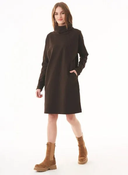 ORGANICATION ORGANICATION Sweatkleid aus Bio-Baumwolle mit Rollkragen, Braun(espresso), – Produktbild 1 von 4