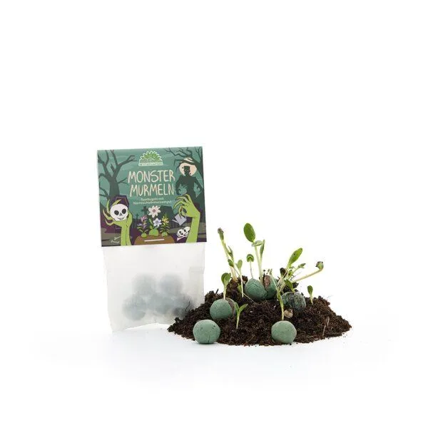 Die Stadtgärtner Die Stadtgärtner 5 Blumenmurmeln im Tütchen "Monstermurmeln" - Geschenk & Giveaway für Halloween – Produktbild 1 von 4