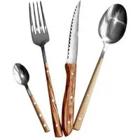 NATUREHOME NATUREHOME Tafelbesteck Edelstahl mit Olivenholzgriff Design Handarbeit – Produktbild 1 von 1