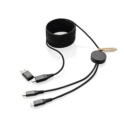 XD Xclusive Terra 3 Meter 4-in-1-Kabel aus RCS recyceltem PET, grau – Produktbild 1 von 1