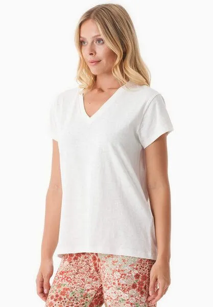 ORGANICATION ORGANICATION T-Shirt aus Bio-Baumwolle und Leinen, Weiß(off white), – Produktbild 4 von 4