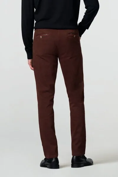 Meyer MEYER Mikrostruktur Baumwoll Chino, Rot (bordeaux), – Produktbild 4 von 5