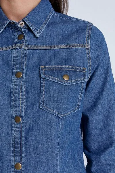 Evermind Evermind Jeanshemd - WA5022, Crystal blue, – Produktbild 3 von 4