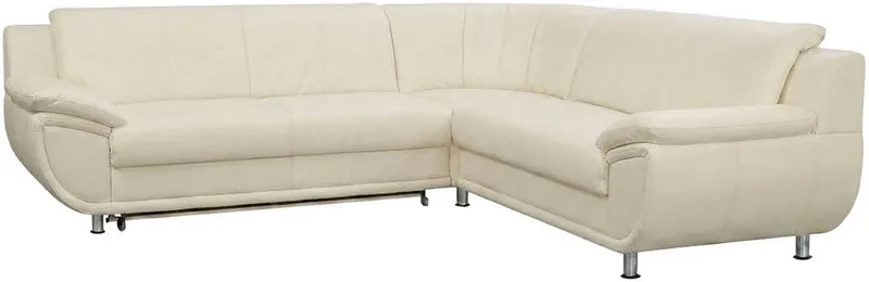 TRENDMANUFAKTUR Ecksofa Rondo 267 cm, elegant, bequem, Breite, L-Form, Chromfüße, L-Form, wahlw.mit Federkern, Füße chromfarben, Unser Dauertiefpreis, Weiß, – Produktbild 2 von 5