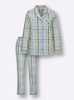 wäschepur Pyjama eisblau-weiß-bedruckt – Produktbild 1 von 1