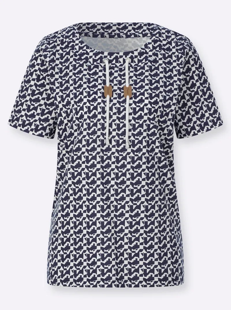Witt Shirt marine-ecru-bedruckt, Marine-ecru-bedruckt, – Produktbild 1 von 2