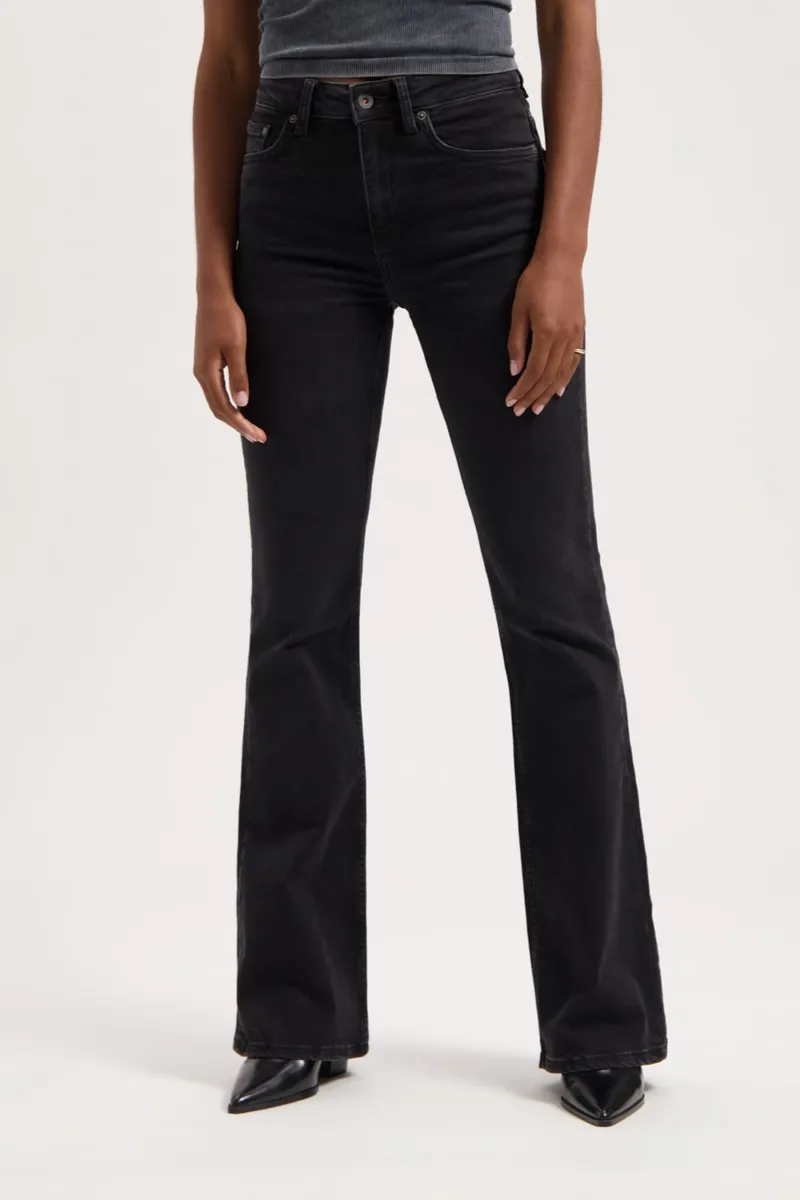 Kuyichi Kuyichi Damen vegan Jeans Flared Lisette Schwarz, Schwarz, – Produktbild 2 von 2
