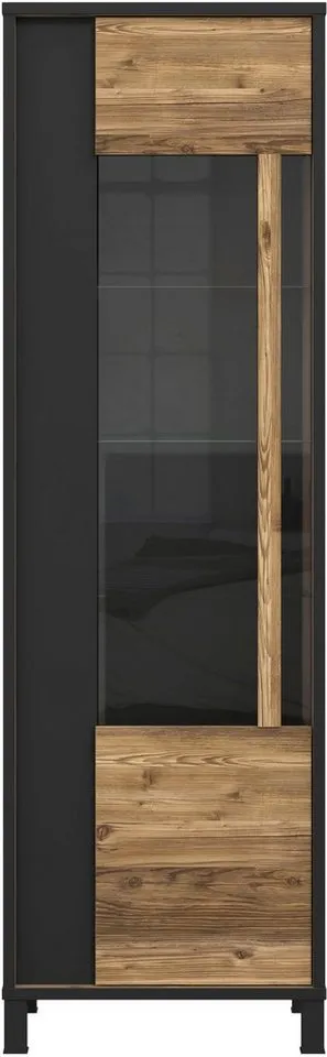 FORTE Vitrine Hayato Höhe ca. 194 cm, Braun|schwarz, – Produktbild 2 von 5