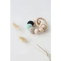 NoniKids Berlin NoniKids Berlin Greifling Beißring Holz *Ringe* | Bio Baumwolle, Mint/grau, – Produktbild 1 von 1