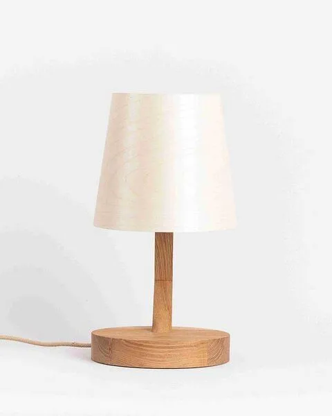 ALMUT von Wildheim ALMUT von Wildheim dimmbare Tischlampe aus Eiche mit Lampenschirm aus Naturmaterialien, Stein (anthrazit/grau), – Produktbild 4 von 4