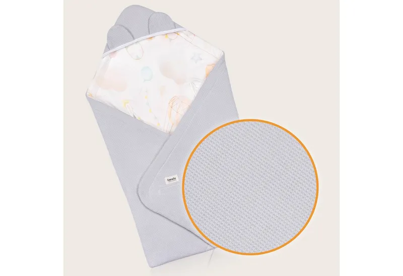 Lionelo Kinderdecke TRAVEL SWADDLE BLANKET, lionelo, Hypoallergene Materialien/Bambus und Baumwolle/TOG 2,5, Grau, – Produktbild 3 von 5
