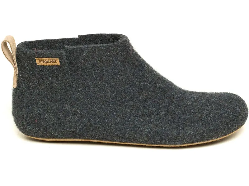 Magicfelt Magicfelt 743 Hüttenschuhe aus 100% Merino-Wolle Hausschuh für Damen & Herren Ledersohle, Graphite, – Produktbild 1 von 6