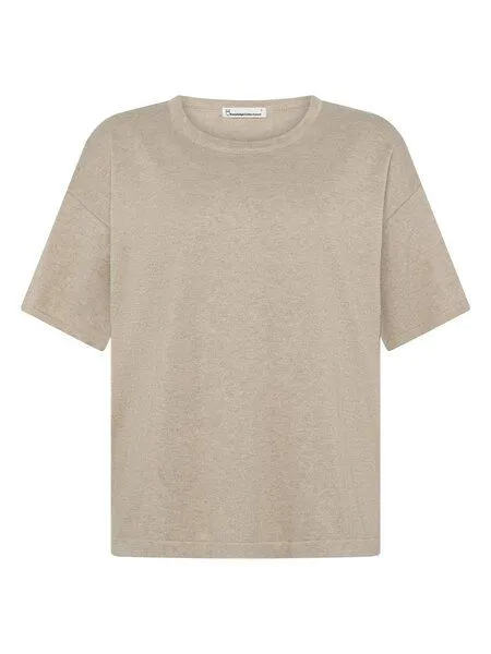 KnowledgeCotton Apparel KnowledgeCotton Apparel Gestricktes lockeres T-Shirt mit Kaschmir, Beige-light-feather-gray, – Produktbild 2 von 2