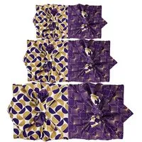 FabRap Gift Wrap FabRap Gift Wrap Wiederverwendbare Geschenkverpackung Furoshiki - FabRap Set mit drei Größen (doppelseitig), Plum diamonds & gold moons, – Produktbild 1 von 1