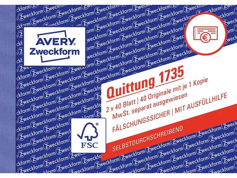 Avery Zweckform Avery Zweckform Formularbuch '1735' Quittung ECF – Produktbild 2 von 4