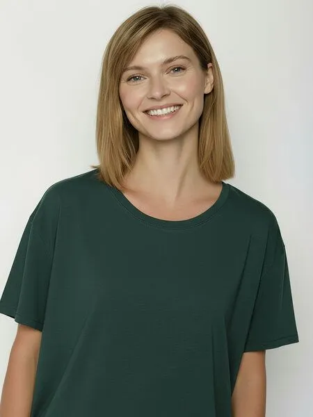 GreenBomb GREENBOMB Basic Feel - Lässiges T-Shirt aus Bio-Baumwoll-Mix / GOTS / Fair & Vegan, Türkis (petrolgrün), – Produktbild 2 von 4