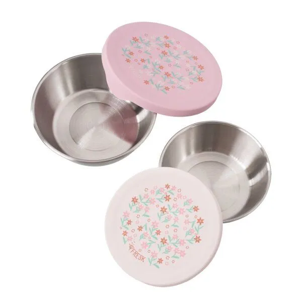 Fresk Snackbox-Set für Kinder – 2 Edelstahldosen mit Silikondeckel, Garden flowers, – Produktbild 3 von 3