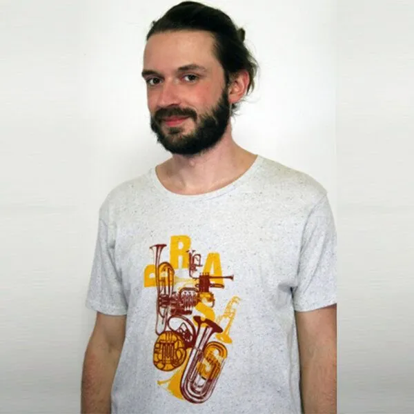 Spangeltangel Spangeltangel T-Shirt Brass, Bio-Baumwolle, Herren, Blasinstrumente, Weiss, – Produktbild 1 von 3