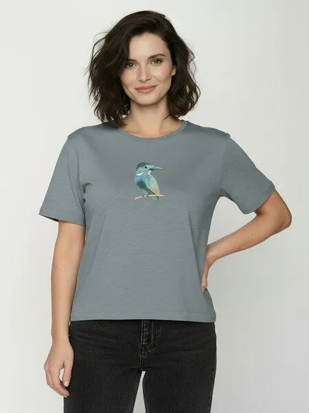 GreenBomb GREENBOMB Bird Look Nova - Kastiges T-Shirt aus Bio-Baumwolle / hochwertiger Print / GOTS / Fair & Vegan, Grau (fogstone), – Produktbild 1 von 4