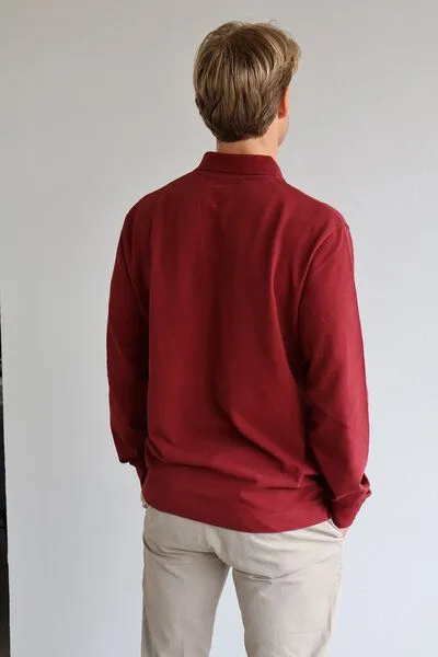 Kultgut Kultgut ProEarth- Bioafair Piqué Shirt- Langarm / Favorite, Rot (burgund), – Produktbild 4 von 4