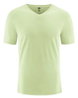 HempAge Hempage Herren vegan T-Shirt Mit V-Ausschnitt Schmal Geschnitten Matcha Grün – Produktbild 1 von 1