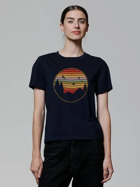 watapparel watapparel T-Shirt Frauen Sunset Berge & Tannen, French navy, – Produktbild 2 von 3