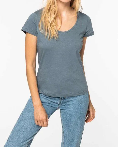 YTWOO YTWOO Damen-T-Shirt mt Slub Optik aus 100% Bio-Baumwolle, Grau, – Produktbild 1 von 3