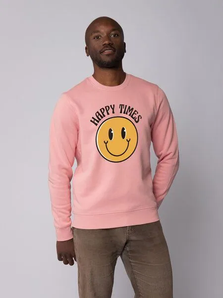watapparel watapparel Sweatshirt Unisex Happy times smiley emoji, Canyon pink, – Produktbild 2 von 4