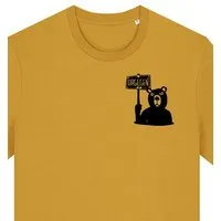 päfjes päfjes Der Bär ist DAGEGEN! Du auch? - Fair Wear Männer Unisex Bio T-Shirt Siebdruck, Ochre (gelb), – Produktbild 1 von 1