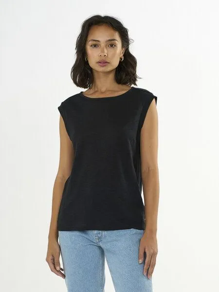 KnowledgeCotton Apparel KnowledgeCotton Apparel Shirt VIOLET aus Bio-Leinen, Schwarz (black jet), – Produktbild 3 von 4