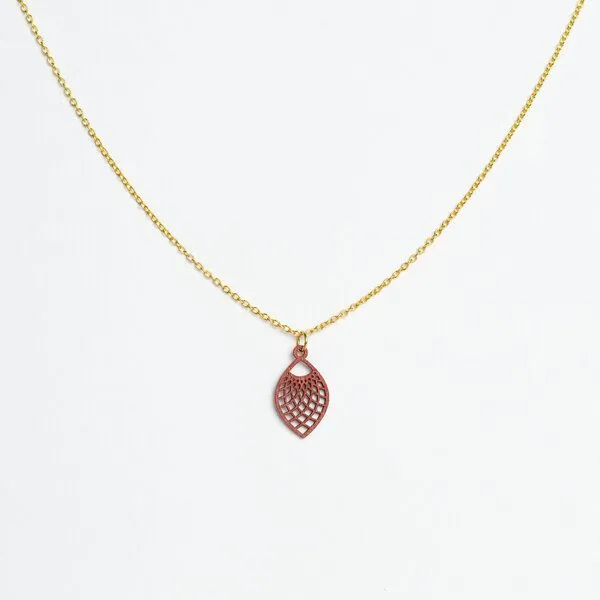 feinformart feinformart Kette mit Holzanhänger 'Leaf', Green, – Produktbild 1 von 5