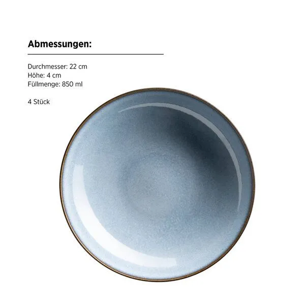 Mäser Mäser Tafelservice 8-tlg. "Smoky's" Steinzeug, Blau, – Produktbild 5 von 5