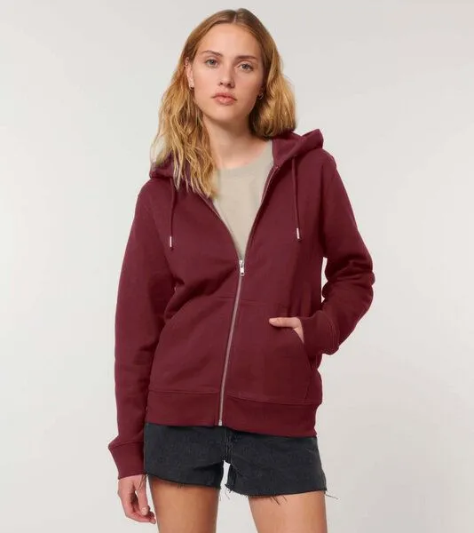 Gary Mash GARY MASH Zipjacke mit Kapuze, Unisex aus Biobaumwolle, Burgund (rot), – Produktbild 4 von 4